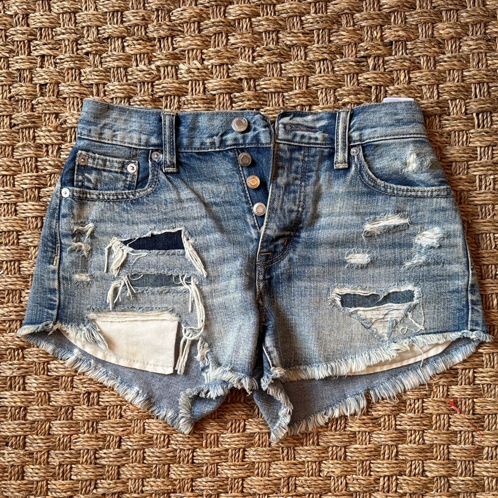 American Eagle  Blue Distressed Jean button fly Shorts